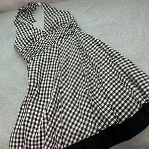 Vintage Robbie Bee Midi Dress Size 10 Gingham Halter Pinup Retro Rockabilly